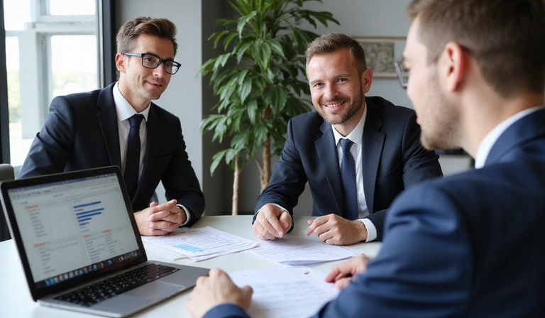 Business owners meeting with banker