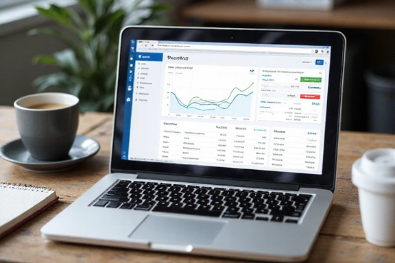 Laptop showing online banking dashboard