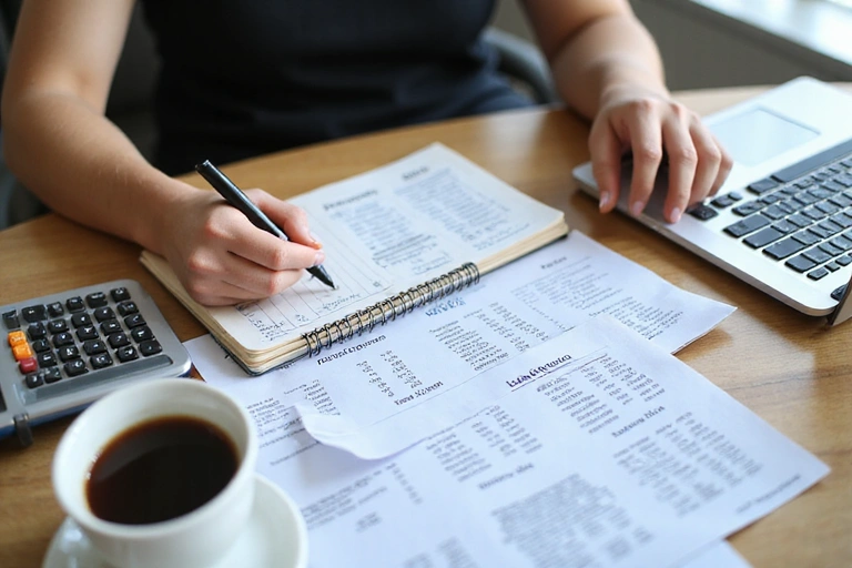 Person creating a budget on paper