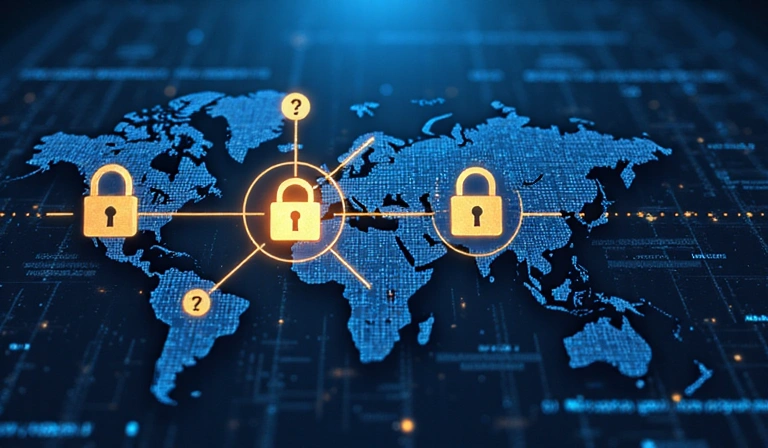 Illustration of data encryption and security protocols